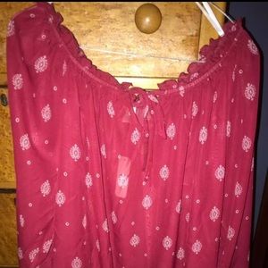 Red Off the Shoulder Blouse